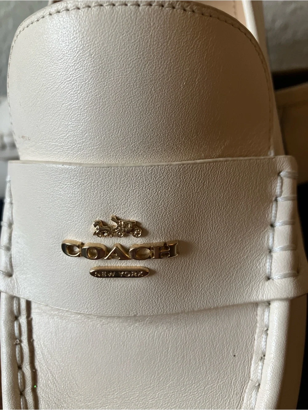 COACH: Cream Ruthie (CM587) platform Leather Lug-Sole Loafers- 9.5